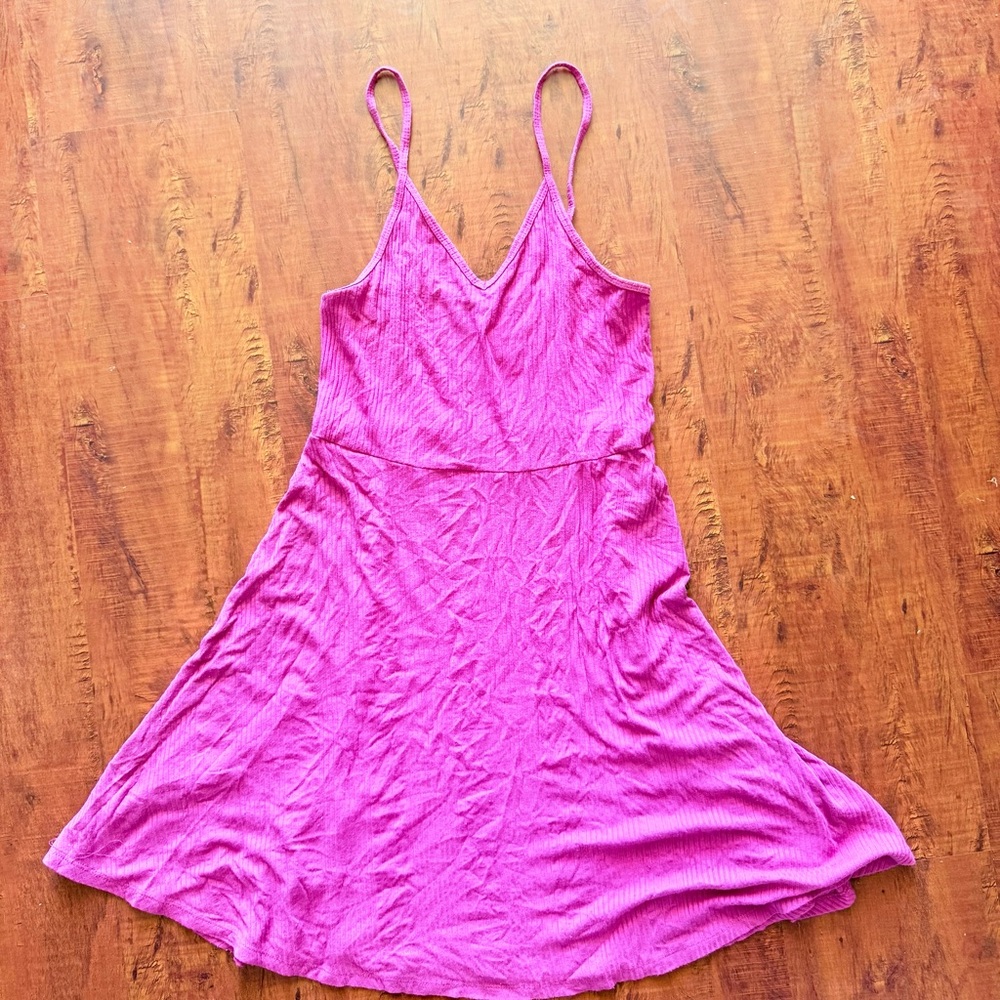 Vibrant purple/ Pink Spaghetti Strap skater mini Dress